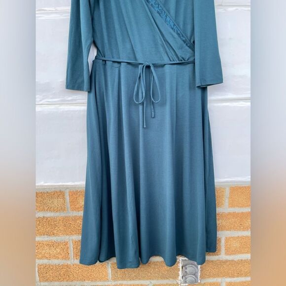 LONG TALL SALLY LACE INSERT TEAL DRESS SIZE 14 - Picture 4 of 13